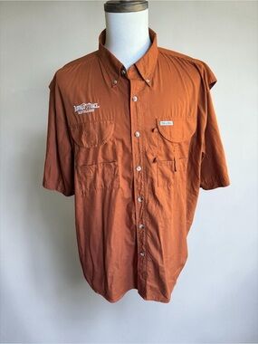 TigerHill Buffalo Trace Distillery Bourbon Whiskey Orange Fishing Shirt Mens XL